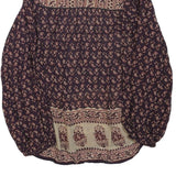 ZARA Womens Blue & Beige Printed Top Long Sleeve V-Neck XS Stylish Pattern