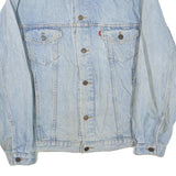 LEVI'S Mens Blue Cotton Blend Denim Jacket L Button Closure Classic Fit Casual