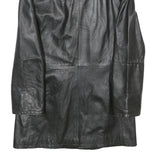 PER ME Womens Black Leather Button Jacket UK 12 Classic Plain Trendy Outerwear