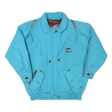 CHANGING Womens Blue Cotton Blend Zip Jacket M Embroidered Pattern Casual