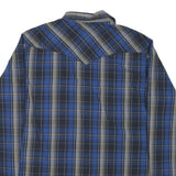 WRANGLER Mens Blue & Black Check Shirt L Western Style Long Sleeve Cotton Blend