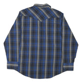 WRANGLER Mens Blue & Black Check Shirt L Western Style Long Sleeve Cotton Blend