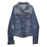 ZARA Womens Blue Denim Jacket M Cotton Blend Classic Casual Button Fastening