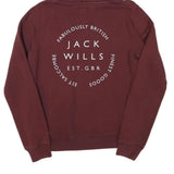 JACK WILLS Womens Maroon Hoodie UK 12 Pullover Cotton Blend Casual Hooded