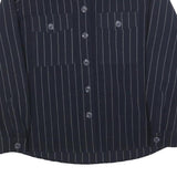 TOM TAILOR Womens Blue Shirt XS Pinstripe Button Pocket Casual Workwear