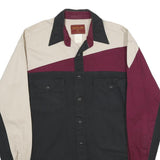 WRANGLER Mens Black & Burgundy & Beige Colourblocked Shirt M Long Sleeve Cotton
