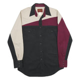 WRANGLER Mens Black & Burgundy & Beige Colourblocked Shirt M Long Sleeve Cotton