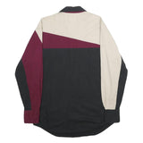 WRANGLER Mens Black & Burgundy & Beige Colourblocked Shirt M Long Sleeve Cotton