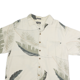 ST JOHNS BAY Mens Cream Beige Leaf Print Cotton Shirt M Lightweight Summer Style