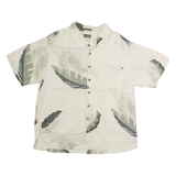 ST JOHNS BAY Mens Cream Beige Leaf Print Cotton Shirt M Lightweight Summer Style