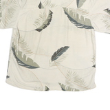 ST JOHNS BAY Mens Cream Beige Leaf Print Cotton Shirt M Lightweight Summer Style
