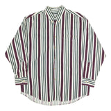 NATURAL ISSUE Mens White & Burgundy Striped Cotton Shirt L Button-Down Collar