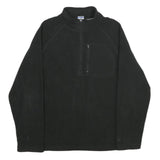 STARTER Mens Black Plain Jumper 1/4 Zip Polyester L Casual Comfort