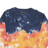 CALVIN KLEIN Mens Blue & Orange Tie Dye Crew Neck Sweatshirt M Cotton Blend