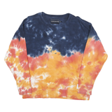 CALVIN KLEIN Mens Blue & Orange Tie Dye Crew Neck Sweatshirt M Cotton Blend