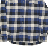 JACHS Mens Blue Black & White Check Flannel Shirt M Casual Cotton Blend