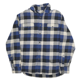 JACHS Mens Blue Black & White Check Flannel Shirt M Casual Cotton Blend
