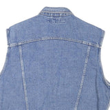 BLUE ONE Mens Blue Denim Jacket L Cotton Blend Button Sleeveless Classic Casual