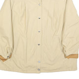 Womens Beige & Tan Button Cotton Blend Classic Jacket L Casual Outerwear