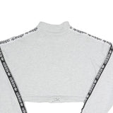 ADIDAS Womens Grey Sweatshirt 1/4 Zip Crop Top UK 8 Sportswear Logo Tape