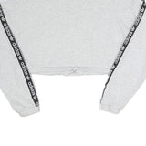 ADIDAS Womens Grey Sweatshirt 1/4 Zip Crop Top UK 8 Sportswear Logo Tape