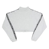 ADIDAS Womens Grey Sweatshirt 1/4 Zip Crop Top UK 8 Sportswear Logo Tape