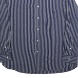 CHAPS Mens Blue & White Striped Shirt XL Cotton Blend Long Sleeve Button Down