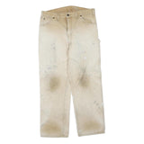DICKIES Mens Regular Beige Workwear Cotton Blend Trousers W34 L30 Zip Pockets