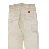 DICKIES Mens Regular Beige Workwear Cotton Blend Trousers W34 L30 Zip Pockets