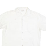 GOLDEN ERA Mens White Button Short Sleeve Shirt L Cotton Blend Summer Casual