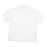 GOLDEN ERA Mens White Button Short Sleeve Shirt L Cotton Blend Summer Casual