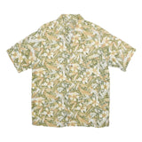 CARIBBEAN Mens Green & Beige Floral Silk Shirt M Summer Vacation Style