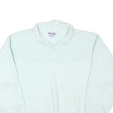 STARTING POINT Womens White Polo Collar L Cotton Blend Sweatshirt Pullover