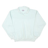 STARTING POINT Womens White Polo Collar L Cotton Blend Sweatshirt Pullover