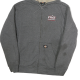 DICKIES Mens Grey Zip Up Hoodie M Fire Safety Services Logo Workwear