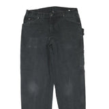 DICKIES Mens Black Regular Fit Straight Leg Cotton Blend Trousers W34 L32