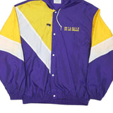 TD SPORTSLINE Mens Purple & Yellow Hooded Nylon Button Jacket XL Lightweight