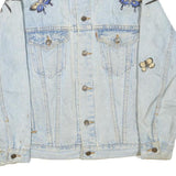 LEVI'S Womens Blue Denim Butterfly Painted Cotton Blend Jacket L Button Closure