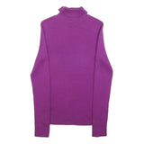 Womens Purple Plain Jumper Roll Neck Basic Knit M Soft Comfortable Casual