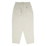 MARONA Womens Cotton Blend Cream Regular Fit Trousers W30 L29 Classic Zip