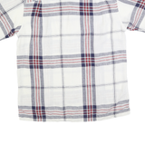 NAUTICA Mens White Navy & Red Check Linen Shirt XL Button Short Sleeve Casual