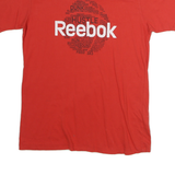 REEBOK Mens Red L Graphic T-Shirt Short Sleeve Crew Neck Cotton Casual