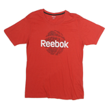 REEBOK Mens Red L Graphic T-Shirt Short Sleeve Crew Neck Cotton Casual