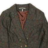 Womens Brown Paisley Button Jacket UK 22 Cotton Blend Classic Paisley Pattern