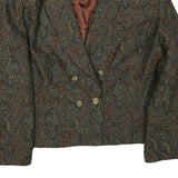 Womens Brown Paisley Button Jacket UK 22 Cotton Blend Classic Paisley Pattern