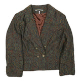 Womens Brown Paisley Button Jacket UK 22 Cotton Blend Classic Paisley Pattern