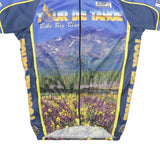 PACE Mens Blue Yellow Tour De Tahoe Cycling Jersey S Short Sleeve Zip Neck