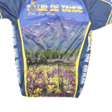 PACE Mens Blue Yellow Tour De Tahoe Cycling Jersey S Short Sleeve Zip Neck