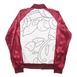 ADIDAS Womens Maroon & White Track Jacket UK 10 Polyester Blend Abstract Print