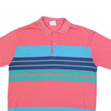 WINDRIDGE Mens Pink & Blue Striped Polo Shirt L Short Sleeve Crew Neck Casual